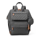 House of Quirk Diaper Bag Maternity Backpack, Baby Girl Boy Diaper Bag for Dad Mom with Pacifier Case, Unisex Large Diaper Bag for Travel (Wide Dark Grey)