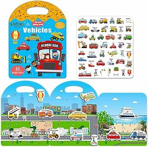 iGetooy Sticker Books for Toddlers 2-4 Years, Reusable Sticker Book for Kids, Travel Toys for Toddlers 1-3, Toddler Airplane Travel essentials for Kids, Vehicle Stickers for Kids