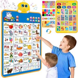 Electronic Alphabet Wall Chart, Talking ABC, 123s, Music Poster, Kids Learning Toys for Toddlers 1-3, Interactive Educational Toddler Toy, Birthday Gifts for Age 1 2 3 4 5 Year Old Boys Girls - Blue