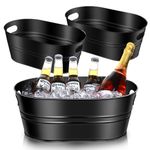 3Pcs Ice Bucket Galvanized Tub 3 Gallon Ice Bucket Metal Beverage Buckets Ice Buckets for Parties Mimosa Bar Supplies for Beer Beverage Tub Champagne Cocktails（Black）