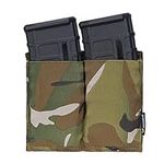 IDOGEAR Elastic M4 Double Mag Pouch MOLLE Magazine Pouch Tactical Mag Holder for M4 Rifle Magazines (Multi-camo)