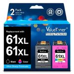 Valuetoner Remanufactured Ink Cartridges Replacement for HP 61XL 61 XL to Use with Envy 4500 Deskjet 1000 1056 1510 1512 1010 1055 OfficeJet 4630 Printer (1 Black, 1 Tri-Color, 2-Pack)