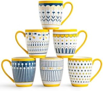 Yeacccng Coffee Mugs Set of 6, Cappuccino Cups Set, 15 Oz Ceramic Coffee Mugs for Men, Women, Unique Glazed Latte Mugs for Coffee, Tea, Milk, Cocoa, Latte, Cappuccino, Dishwasher & Microwave Safe
