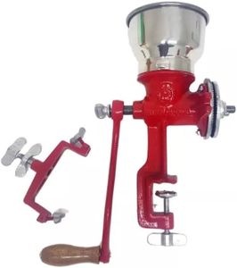 Made in Mexico Mexican Cast Aluminum Hand Crank Manual Corn Grinder For Wheat Grains coffee Nut Mill Tall Metal Hopper Red