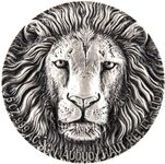 TREASURE WORLD COLLECTIBLES Lion Big Five Mauquoy Haut Relief 5 Oz Silver Coin Ivory Coast 2016