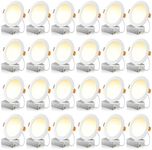 FREELICHT 24 Pack 6 Inch 5CCT Ultra-Thin LED Recessed Ceiling Light with Junction Box, 2700K/3000K/3500K/4000K/5000K Selectable, 1050LM Brightness, Dimmable Canless Wafer Downlight, 12WEqv110W-ETL&FCC