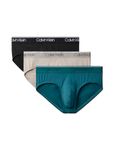 Calvin Klein Men's Micro Stretch 3-Pack Hip Brief, Black, Ash, Mediterranea, Large