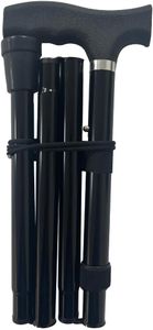 Life Healthcare Folding Walking Stick – Adjustable Lightweight Aluminium Cane, Non-Slip Tip, Ergonomic Handle, Travel-Friendly, Black