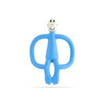 Matchstick Monkey, Original Teether & Gel Applicator, Antimicrobial Silicone Teething Toys for Baby, Easy to Grip, BPA Free, 3 Months Old+, 10.5 cm, Light Blue Monkey