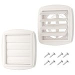 HG Power Dryer Vent Covers, Adjustable 4" to 5" to 6" Outdoor Vent Covers with 8 Screws, Wall-mounted Plastic Louvered Vent for Dryer Vent Hose, 2-Pack, White