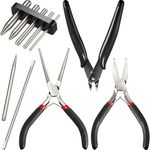 10 Pieces Metal DIY Model Tool Sets Tab Edge Cylinder Cone Shape Bending Assist Tools and Nozzle Pliers Flat Nose Pliers Needle Nose Pliers for 3D Metal Jigsaw Puzzles Assembly