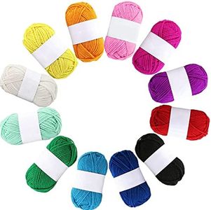 12 Pack Mini Acrylic Yarn Skeins – Assorted Colours DK 8 Ply Crochet & Knitting Yarn Set – Small Bonbons for Amigurumi, Granny Squares, Pom Poms & Craft Projects