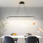 Modern Island Lights, Linear Pendant LED Chandelier with Remote Control, 3000K-6000K Color Temperature for Dining Room Chandelier (Black,100cm)