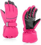 Kids Winter Glove Boys Girls Snow Ski Waterproof Gloves for Teens Fleece Lining Warm Mittens Outdoor (Rose, 4-6T)