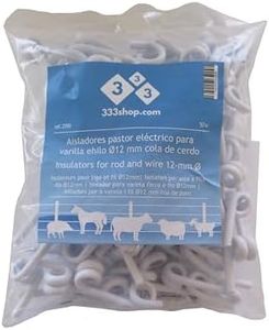 333 PACK DE 50 UNIDADES AISLADORES PASTOR ELÉCTRICO PARA VARILLA E HILO Ø12 MM TIPO COLA DE CERDO