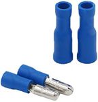 Grapelet 100 X Bullet Crimp Connectors for Audio Wiring with Fully Insulated Terminal Crimp Fittings in Blue