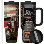 Equoza Dad Gift,Truck Driver Gift,40oz Stainless Steel Travel Mug Tumbler with Handle Double Wall Vacuun Insulated Cup with Lid and Straw Gift Birthday Gift for Father