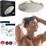 SparkPod 10 Inch Rectangle Rain Shower Head - Ceiling or Wall Mount Rainfall Shower Head - Large Coverage Showerhead - Brass Ball Joint with 360° Adjustment - 1-Min Install (Elegant Brushed Nickel)