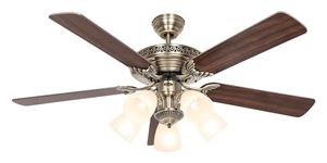 132cm Centurion 5 Blade Ceiling Fan with Light Finish: Antique Brass