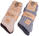 BRUBAKER 4 Pairs Thick Alpaca Winter Socks 100% Alpaca Color Mix EU 43-46 / US 9-11.5