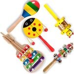 ZeroOneCraft Wooden Non Toxic Colourful Rattle Toys for Newborn Baby, Musical Infant Toy, Gift Set for 6 Month Babies (EDJCX)