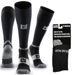 MudGear Premium Compression Socks - Run, Hike, Trail, Recovery (Black/Gray-S)