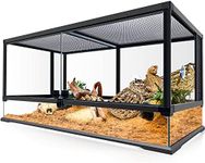 NEPTONION 48 Gallon Professional Glass Terrarium 36"x18"x18" Durable Reptile Habitat Tank with Heat Resistant Aluminum Alloy Frame, Dual Front Swinging Doors for no Jam by Sand and Other Debris