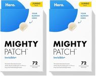 Mighty Patch™ Invisible+ Patch – The Barely-There Daytime Hydrocolloid Acne Pimple Patch for Covering Zits and Blemishes, Tapered Edges Designed to Blend Into Skin (72ct) (Pack of 2)