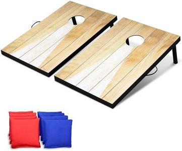 GoSports 3 x 2 ft Cornhole Board Set - Portable Outdoor Toss Game for Adults & Family - Includes Set of 8 Bean Bags with Built-in Storage - Bright Rustic