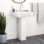 Signature Hardware 539974 Pentero 23" Fireclay Pedestal Bathroom Sink Only with 3 Faucet Holes and 8" Centers