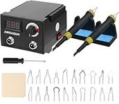 100W Pyrography Machine Set, Temperature Adjustable 0-750°C with Pin Heads of Heater, 20 Pieces for Crafts, Wood Burning Carving Pen, Pyrography Tool, Professional Wood Burning Kit (100W)