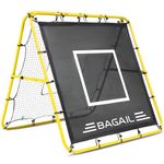 BAGAIL Double Sided Rebounder Net, Football Nets, Reforced Painted Poles, Adjustable Angles, Rebound Net with Target for Skills Training, Portable Football Goals for Garden, 120x120cm