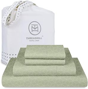 Certified 100% Egyptian Cotton 400 Thread Count, 4 Piece Full Size Sage Green Bed Set, Hotel Quality Extra Long Staple Cotton, Jacquard Sheet with Elasticized Deep Pocket - by Threadmill Home Linen