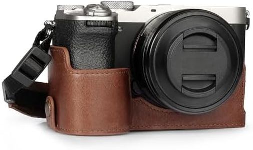 MegaGear Genuine Leather Half Camera Case for Sony Alpha a7C Mark II - Stylish and Protective (Brown)