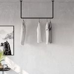 pamo clothes rail industrial loft design - HANG LOW - clothing rack for walk-in wardrobe I bedroom or bath - clothes rack made of black sturdy water pipes/ tubes with wall mounting