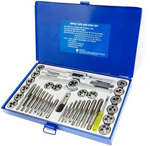 NORTOOLS Tap and Die Set 40 PCS Alloy Steels Cutting External and Internal Threads SAE Inch Size for Create New Threads or Repair Damaged Threads