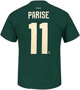 Reebok Zach Parise Minnesota Wild NHL Men Green Player Name & Number Jersey T-Shirt (M)