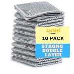 CrafJet Non-Scratch Wire Dishwash Cloth - Pack of 10 | Reusable Multipurpose Dishwashing Rags for Wet & Dry Cleaning | Ideal for Kitchen, Sinks, Pots & Pans