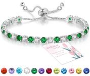 Suyi Tennis Bracelet Birthstone Cubic Zirconia Bracelet Silver Silder Bracelet Birthday Jewellery May Birthstone Bracelet