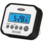 Taylor Precision Products Pro Splash 'n' Drop Digital Timer with Volume Settings, White, 7.75" x 5.25" x 1.25"