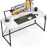 Devoko Computer Desk 100 x 50 x 75 cm, Home Office desk, Study Writing Small Desks, Laptop Table for Home Workstations, Industrial Design Black Desk Metal Frame, White