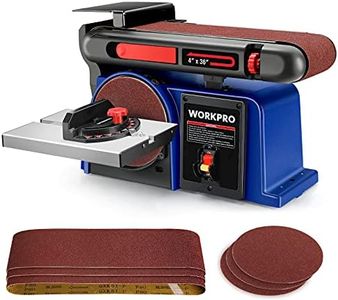 WORKPRO Belt Disc Sander, 4 in. x 36 in. Belt & 6 in. Disc Sander with 6pcs Sandpapers, Cast Iron Base for Sanding Woodworking, DIY Decoration