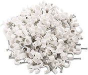 Hi-PLASST Cable Clips Combo of 300pcs (4mm + 6mm + 8mm +12mm ) Wire Fastener Wall Pins with Metal Nails for Cable Management, Cord Organizer, Round Wire Clamps for Hanging Cables Fitting on wall(White, Pack of 4, 75 Pieces Each Size)