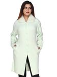 JANIYA Women's Woolen Button Closure,Fur Collar Neck,Stylish Winter Casual Wear Coat, Cardigan,Sweater. (Light Green)