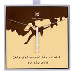 925 Sterling Silver Inspirational Bar Necklace Engraved 'She Believed she Could so she did' Jewelry Gift for Girls (A: Silver Bar)