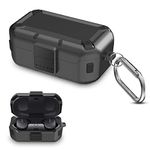 TOLUOHU Case for Bose QuietComfort Earbuds Case with Lock, Shock-Absorbing Protective PC+TPU Security Lock Case Cover Compatible with Bose QuietComfort Earbuds for Men Women with Keychain (Black)