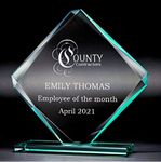 County Engraving Personalised 12cm Cube Jade Glass Achievement Sporting Award Trophy Laser Engraved Text & Logo - Enter Your Own Custom Text
