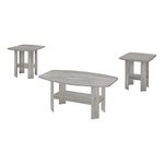 Monarch Specialties I 7870P Table Set, 3pcs Set, Coffee, End, Side, Accent, Living Room, Laminate, Grey, Transitional