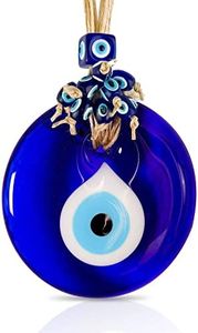 BCS Blue Evil Eye Decor Home Wall Hanging 4" Glass Handmade Turkish Nazar Amulet Good Luck and Protection Charm