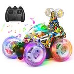 Kizeefun Remote Control Car, RC Stunt Car Invincible 360 Deg Rolling Twister with Colorful Lights & Music Switch, Rechargeable Remote Control Car for Boys and Girls